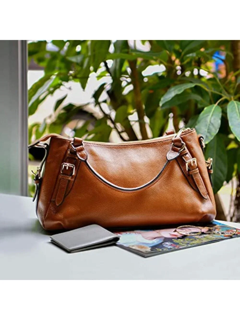 Genuine Leather Satchel Purse Top Handle Crossbody Hobo Handbag